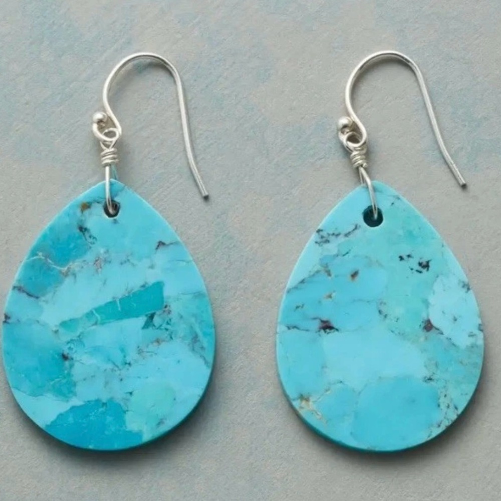 Sundance Catalog Turquoise Tears Sterling Silver Drop Earrings